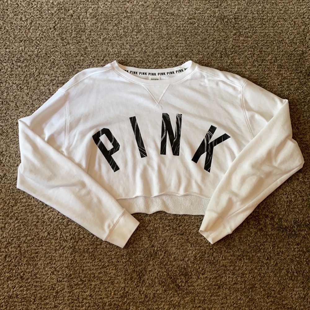 PINK Cropped Sweatshirt - Size L